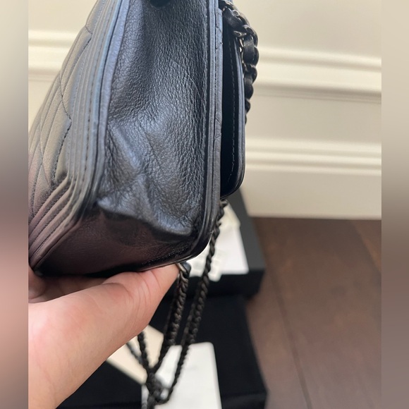 Chanel Boy Wallet on Chain- Black grained calfskin with ruthenium hardware - Picture 10 of 10